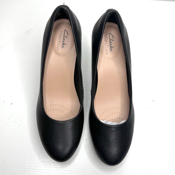 Clarks Collection Ambyr Joy Office Comfort Leather Heel Pumps Womens 8.5 Black - Picture 7 of 10